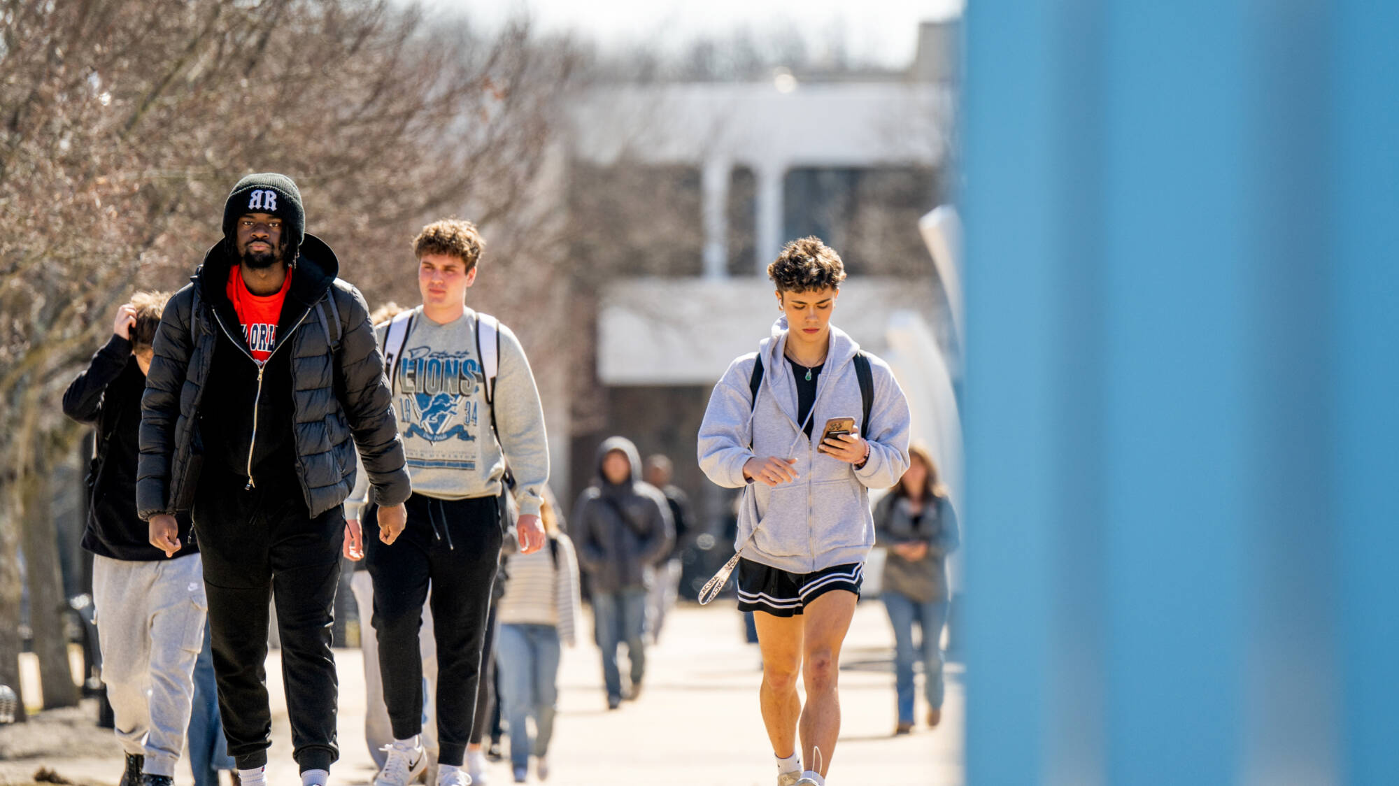 students walking on campus